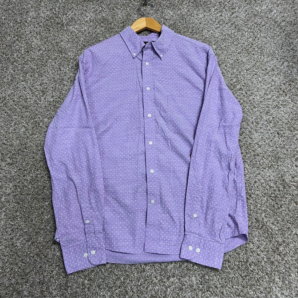 Lauren Ralph Lauren Mens Purple Polka Dot Soft Washed Stretch Shirt Regular L